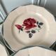 Set of 6 flat plates digoin sarreguemines pink and blue flowers 40s