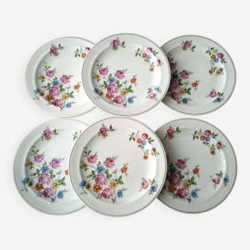 6 Assiettes plates en porcelaine de Limoges Raynaud  & Cie