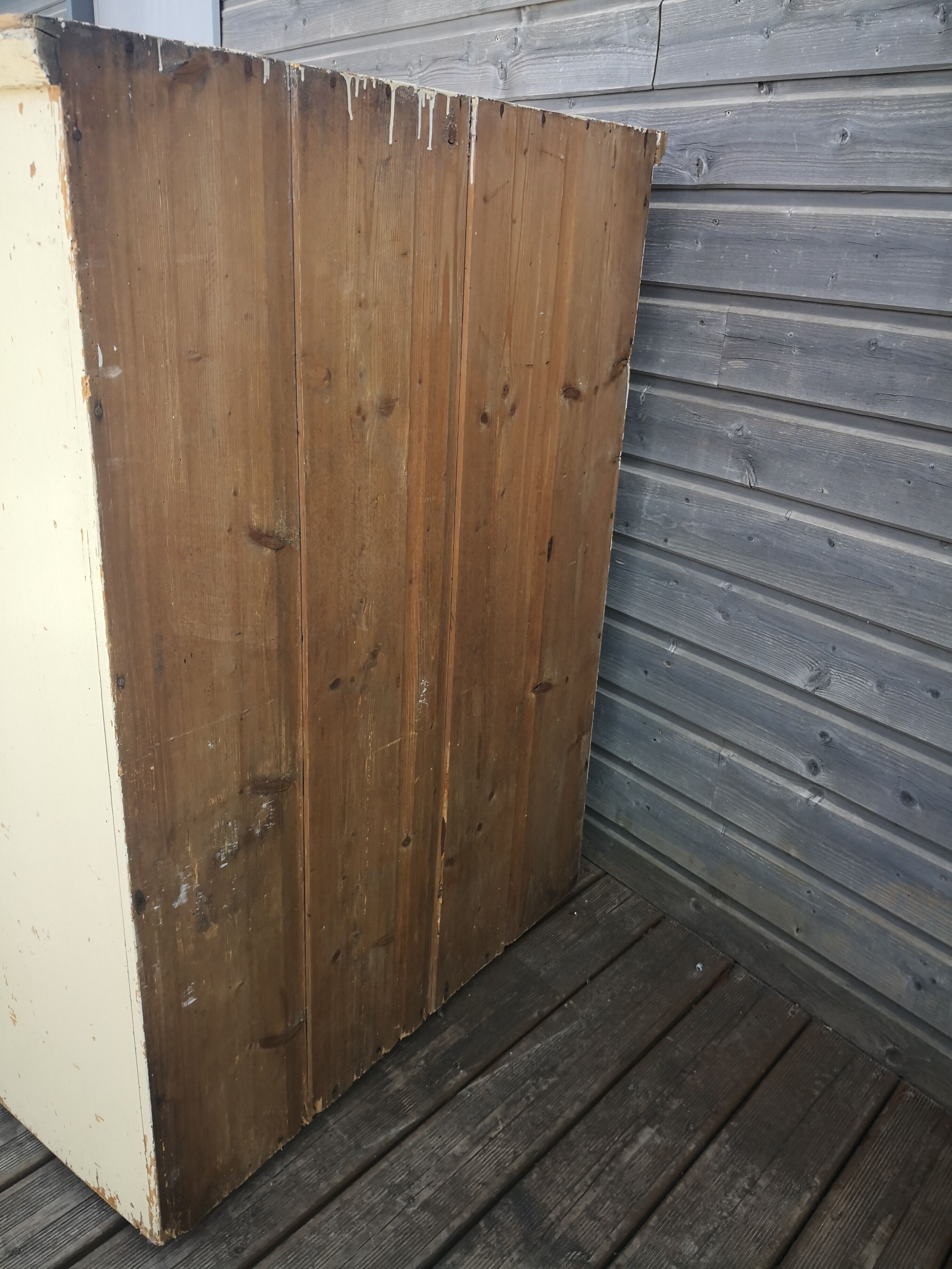 Vintage wooden pantry, old kitchen furniture