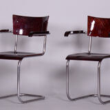 Set of two restored beech bauhaus armchairs by Mart Stam, Robert Slezak, Czechia, 1930s