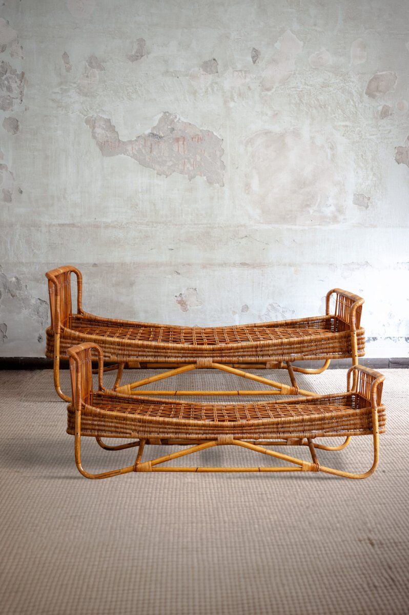 Bamboo daybed, 1960s, set of 2