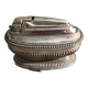 Refillable table lighter in silver metal, ronson stamp, shuttle-shaped, vintage 1960