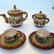 Paul Fouillen Quimper tea set sugar bowl cups and saucers