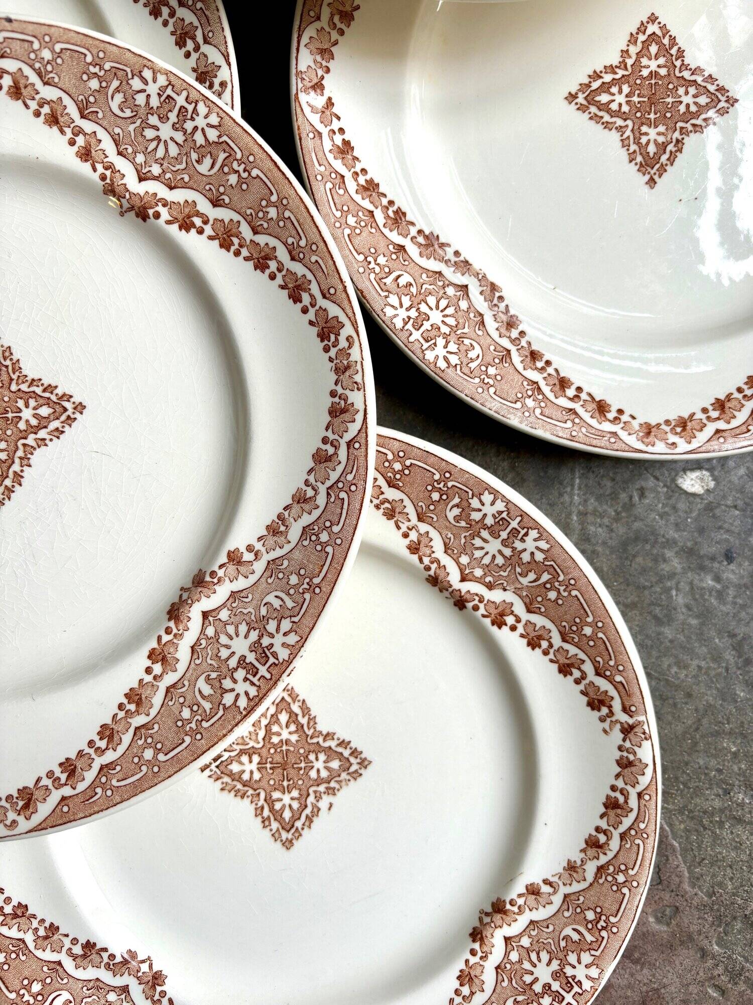 6 Longwy iron earth dessert plates, “Andalusian” service