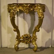Golden wood and marble console, 19th century.