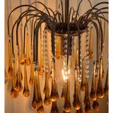 Lustre vintage en verre ambré de Murano en forme de larme, années 1960-1970