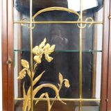 Art Nouveau display case, bronzes and carved wood on a floral theme, circa 1900