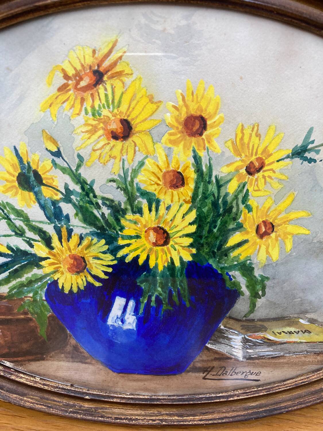 Art Deco still life of yellow daisies
