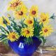 Art Deco still life of yellow daisies