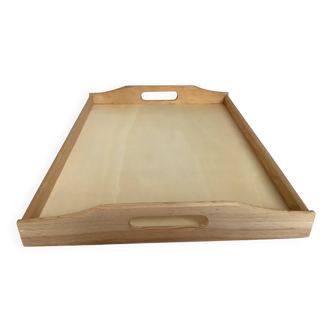 Rectangular tray with wooden handles