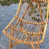 Vintage dining room attributed to Audoux and Minet in bamboo and rattan