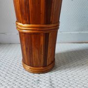 Vintage wooden and rattan umbrella stand