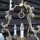 Italian Vintage patinated bronze chandelier with 4 lights with a beautiful wow patina
