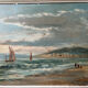 La baie, huile sur carton, cadre stuc doré