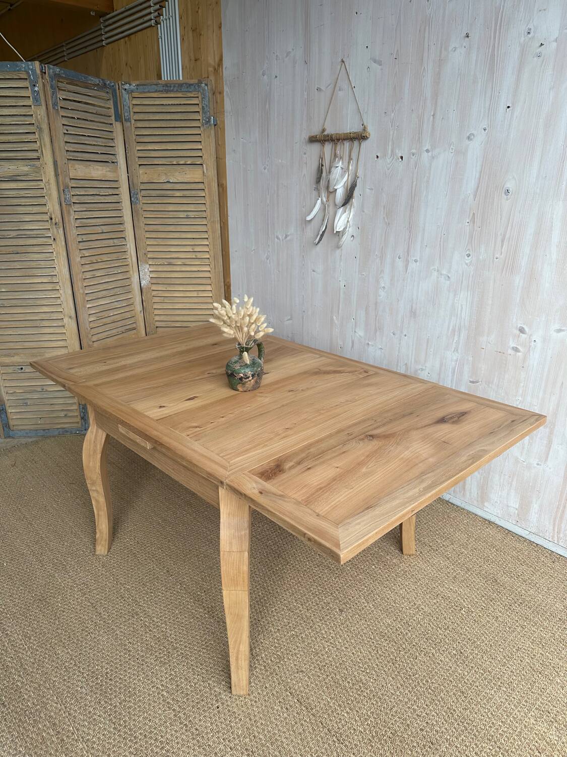 Table ancienne en châtaignier massif rénovée – extensible