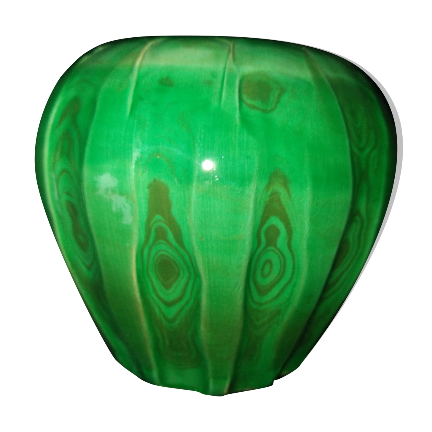 Green ceramic vase with moiré effect, circa 1930