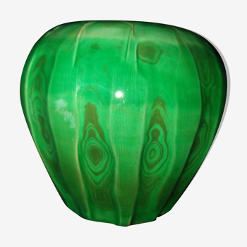 Green ceramic vase with a moist effect around 1930