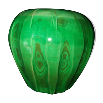 Green ceramic vase with a moist effect around 1930