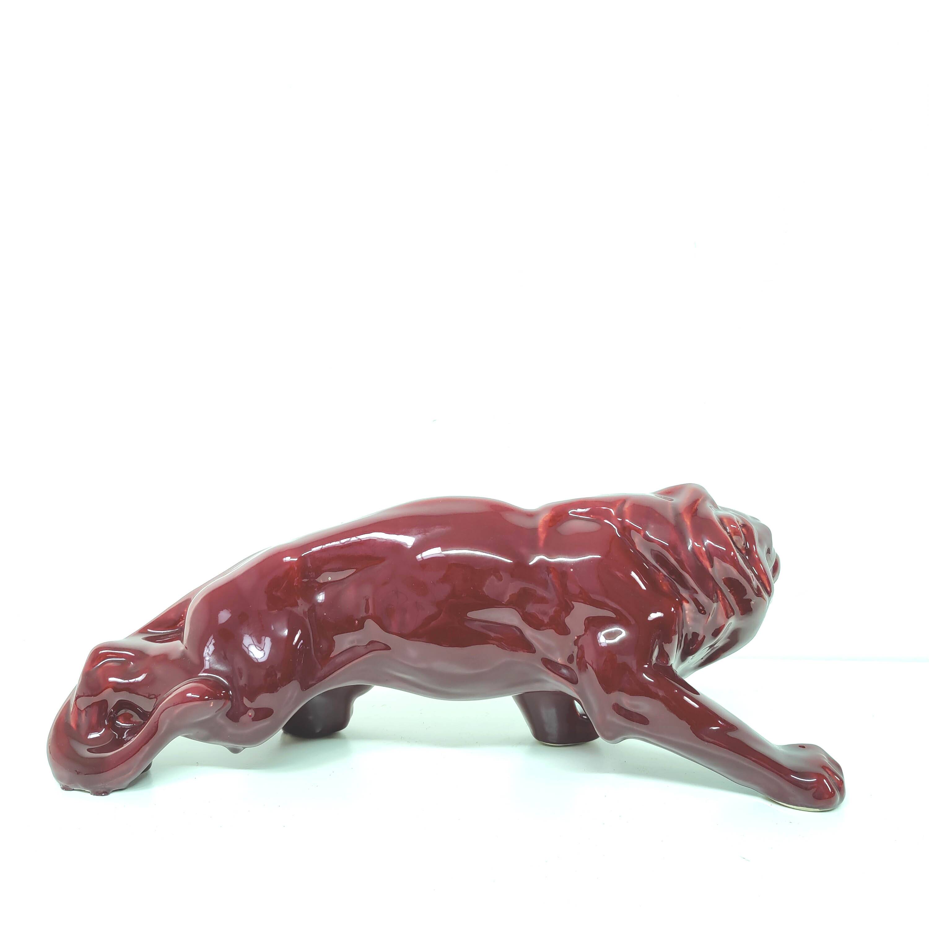 Red earthenware Lion Art Deco 1930