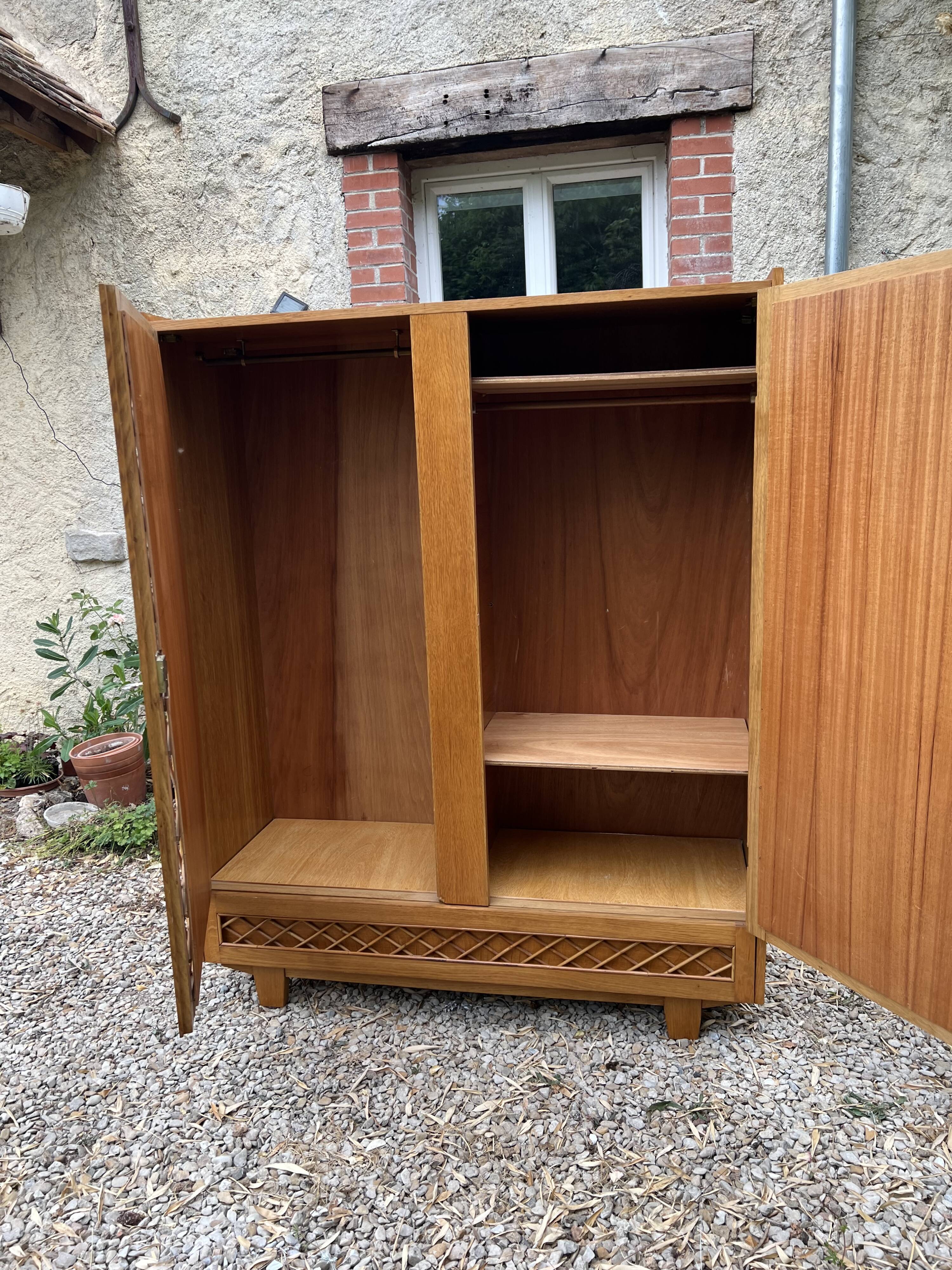 Wooden and rattan cabinet