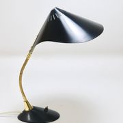 1950s Cosack Cobra black desk or table lamp in brass, mid-century, Stilnovo style.