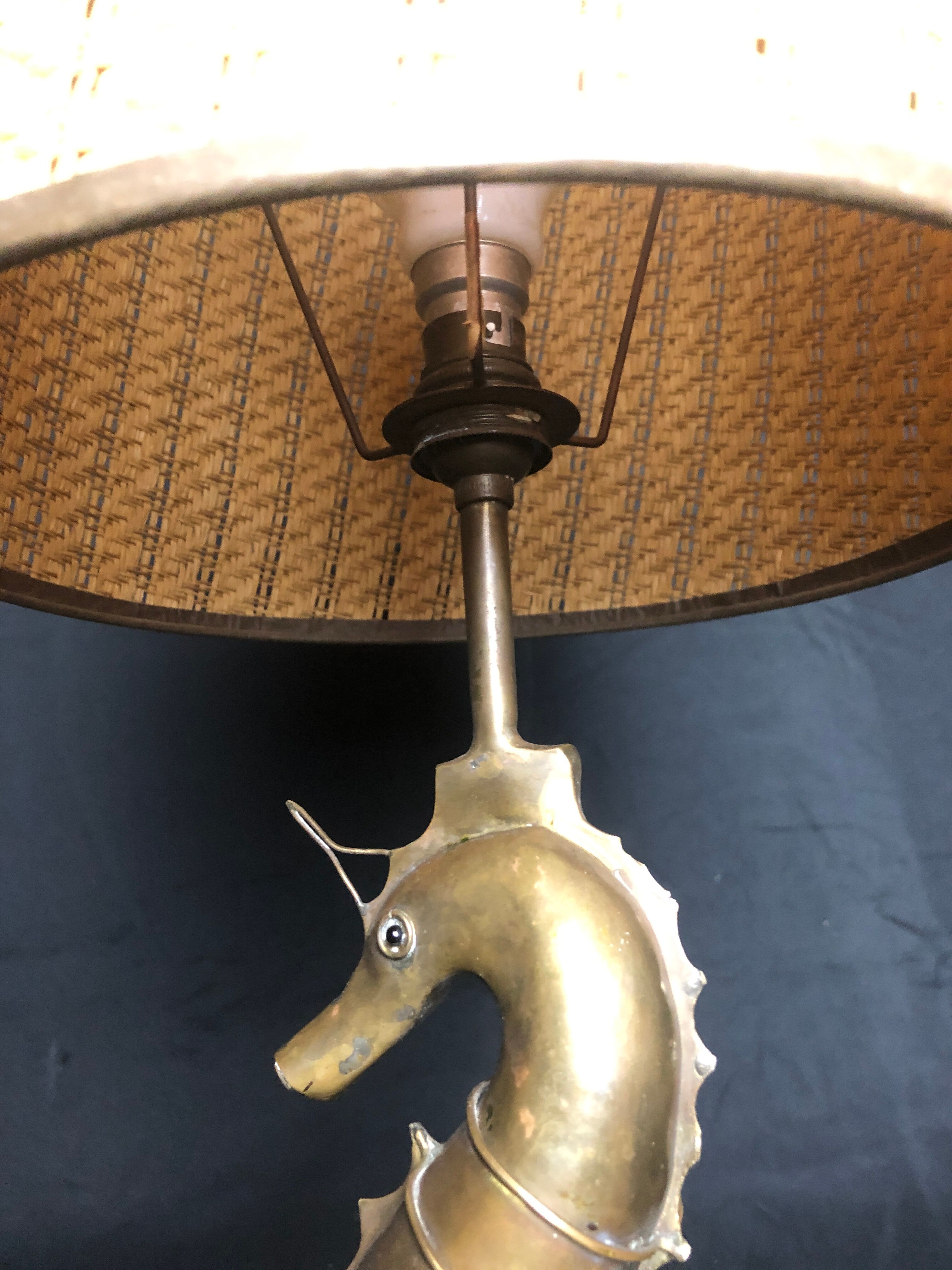 Vintage brass seahorse lamp