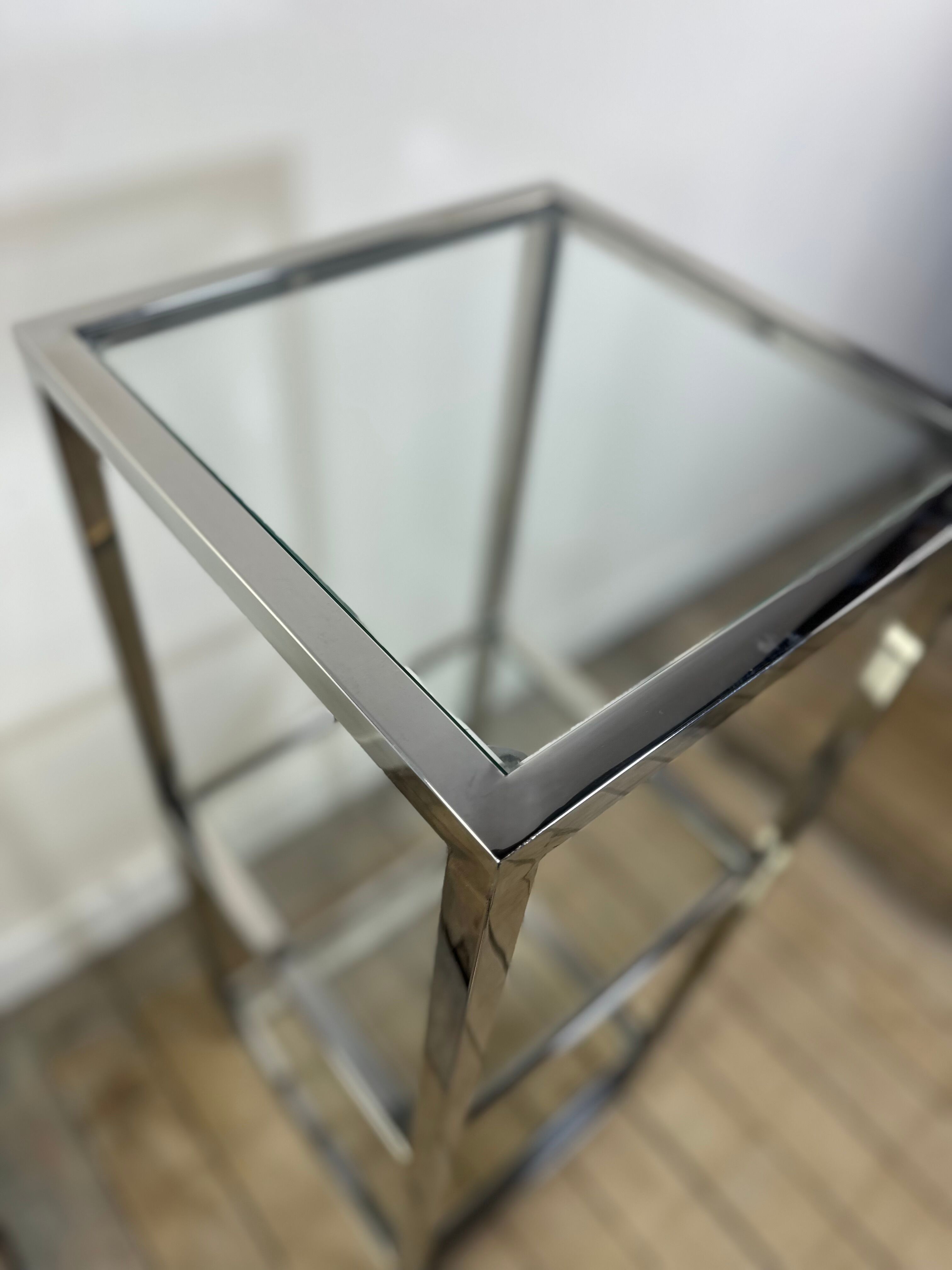 Chrome and glass occasional shelf unit 2000s