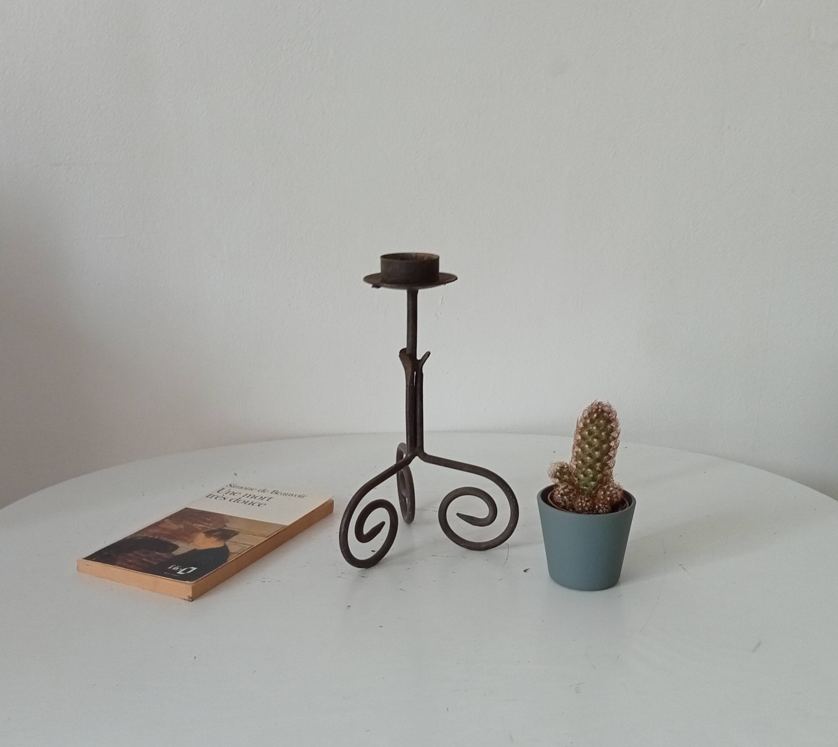 Antique wrought iron candlestick