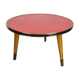Guéridon petite table basse ronde rouge vintage tripode porte plante formica