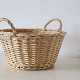 Wicker basket with two handles, vintage, french