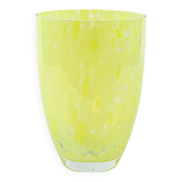 Lemon-coloured glass vase, Danish design, 1970s, made in Denmark