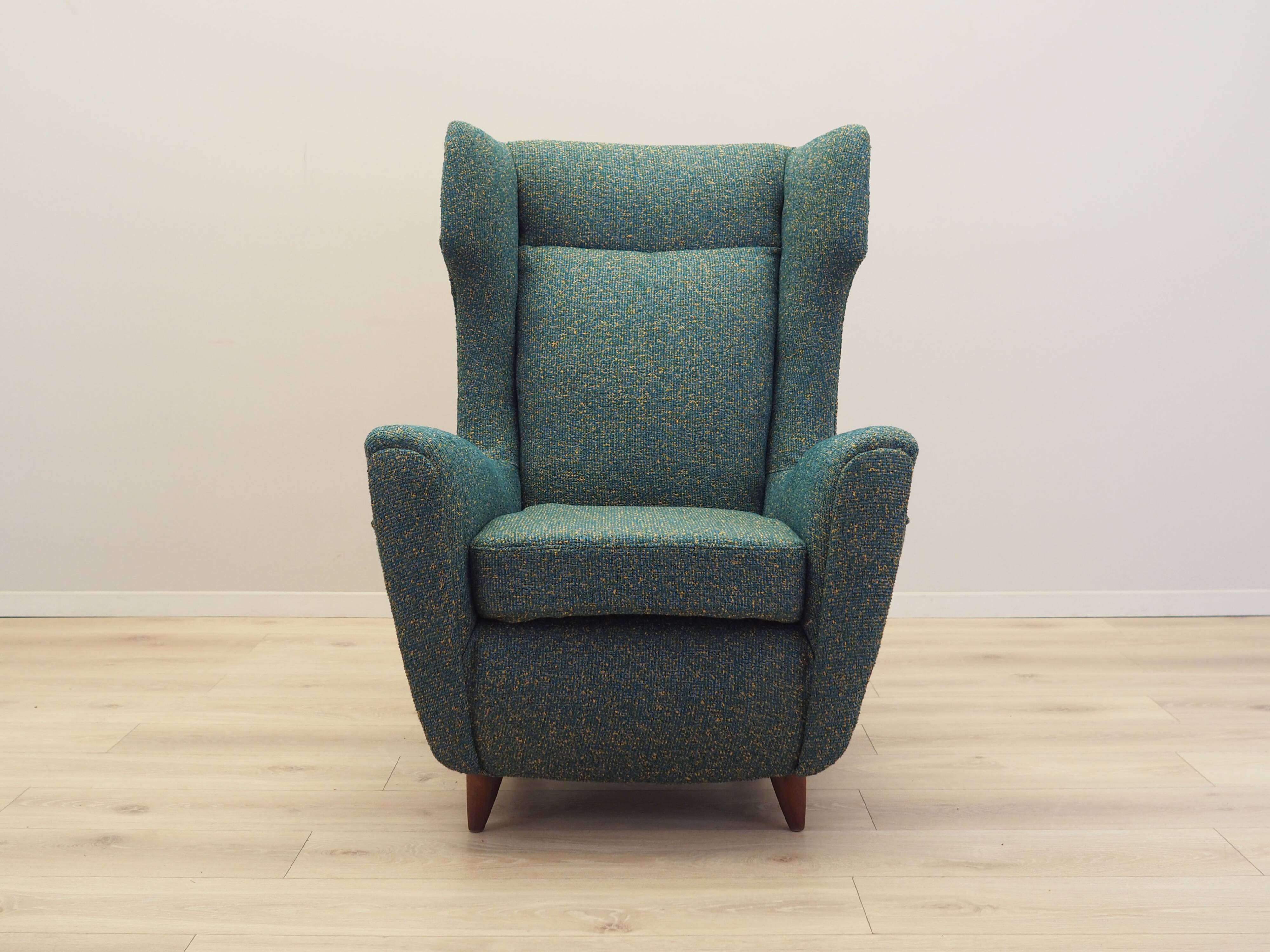 Green armchair, Italian design, 1970s, production: Italy