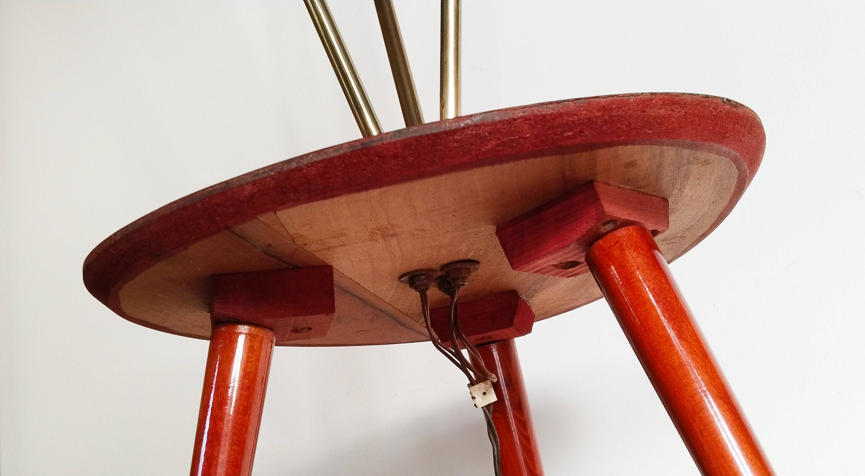 Lampadaire 3 feux avec tablette ,pieds tripode, années 60