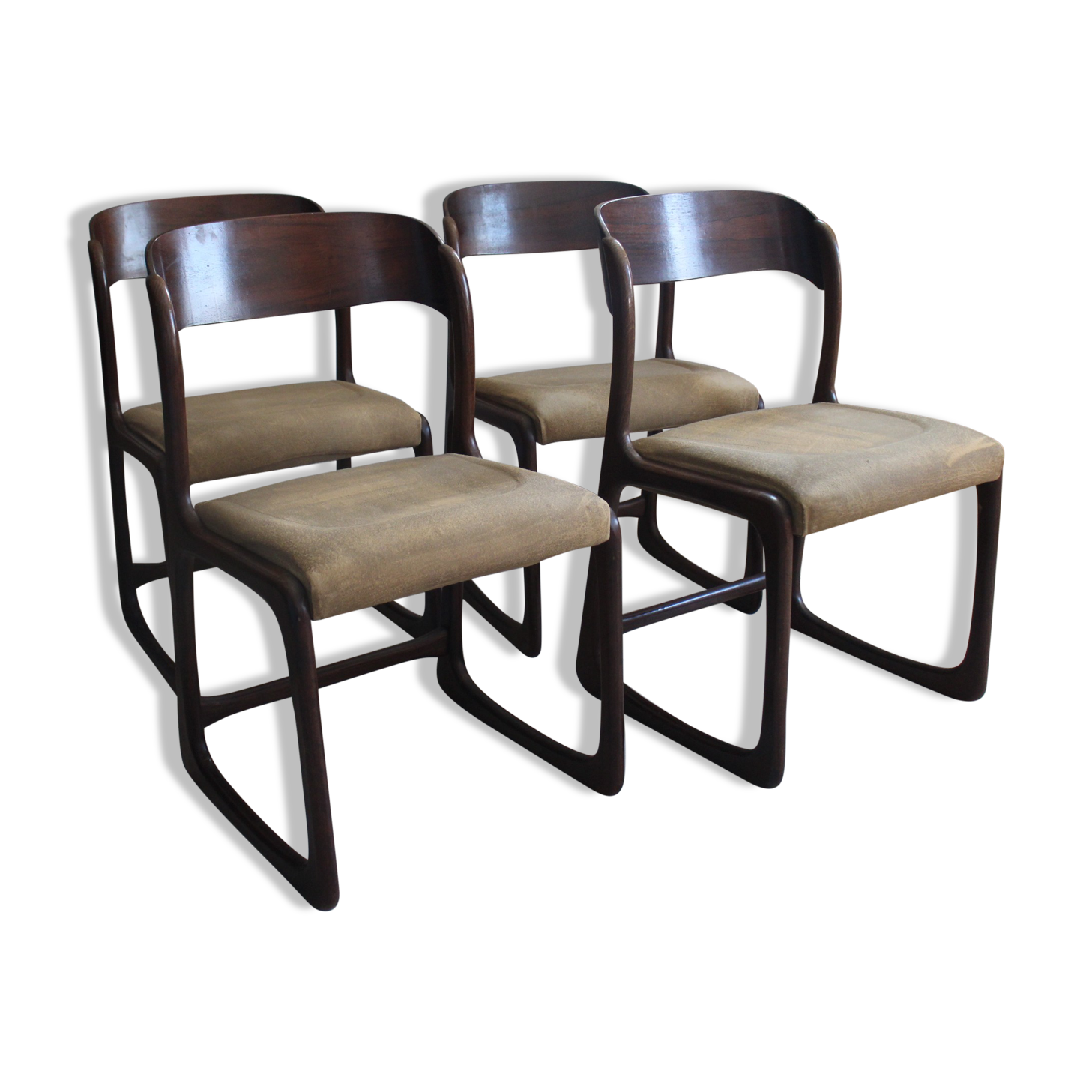 Série de 4 chaises traineau Baumann