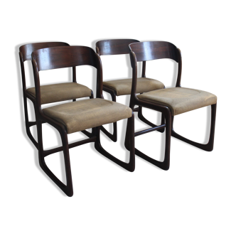 Série de 4 chaises traineau Baumann