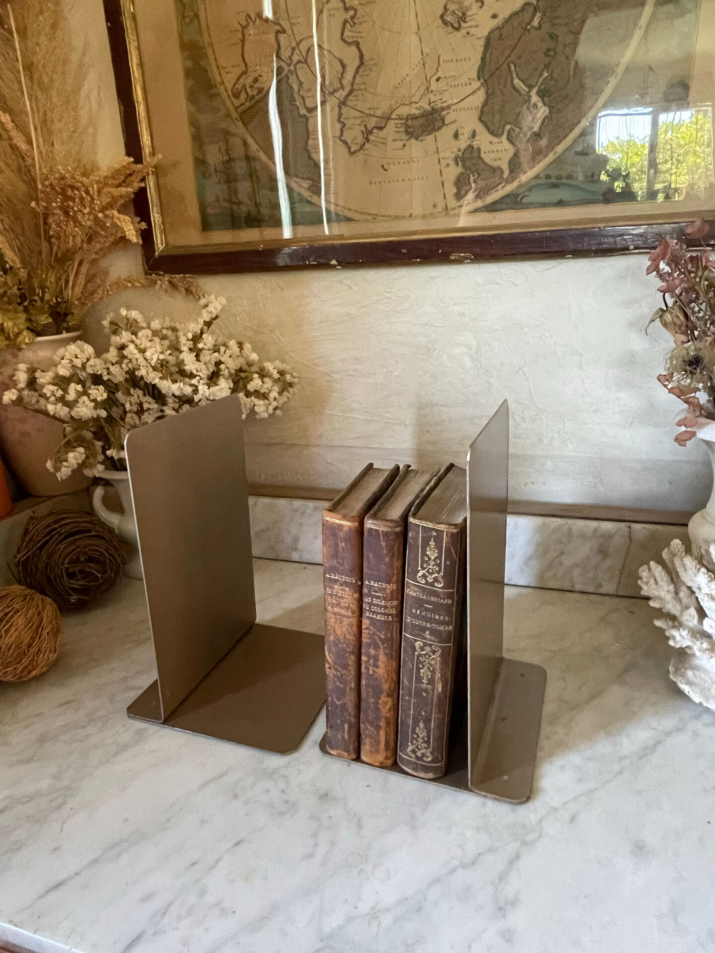 Vintage metal bookends pair