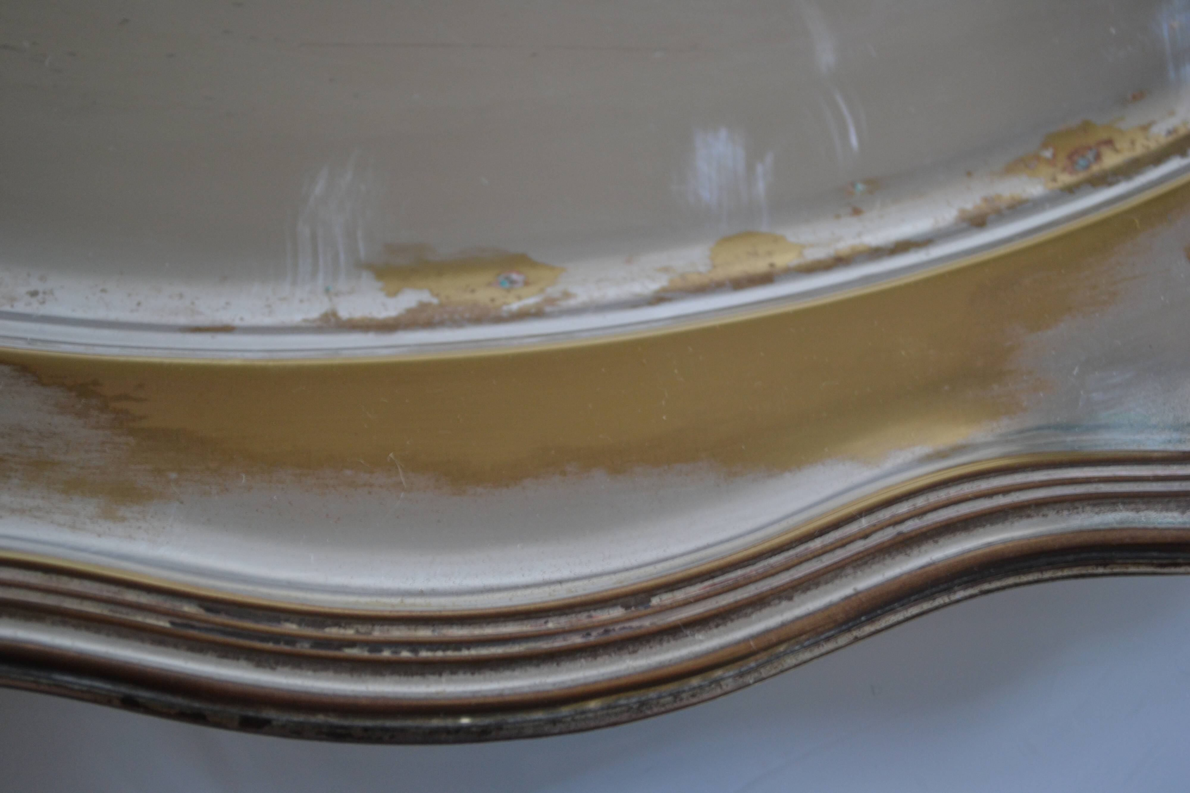 Silver-plated metal aperitif serving tray with HKE hallmark and glass.