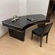 Art Deco desk in black lacquer, walnut & metal, France, 1950