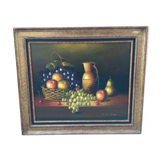 Huile sur toile "nature morte aux fruits"