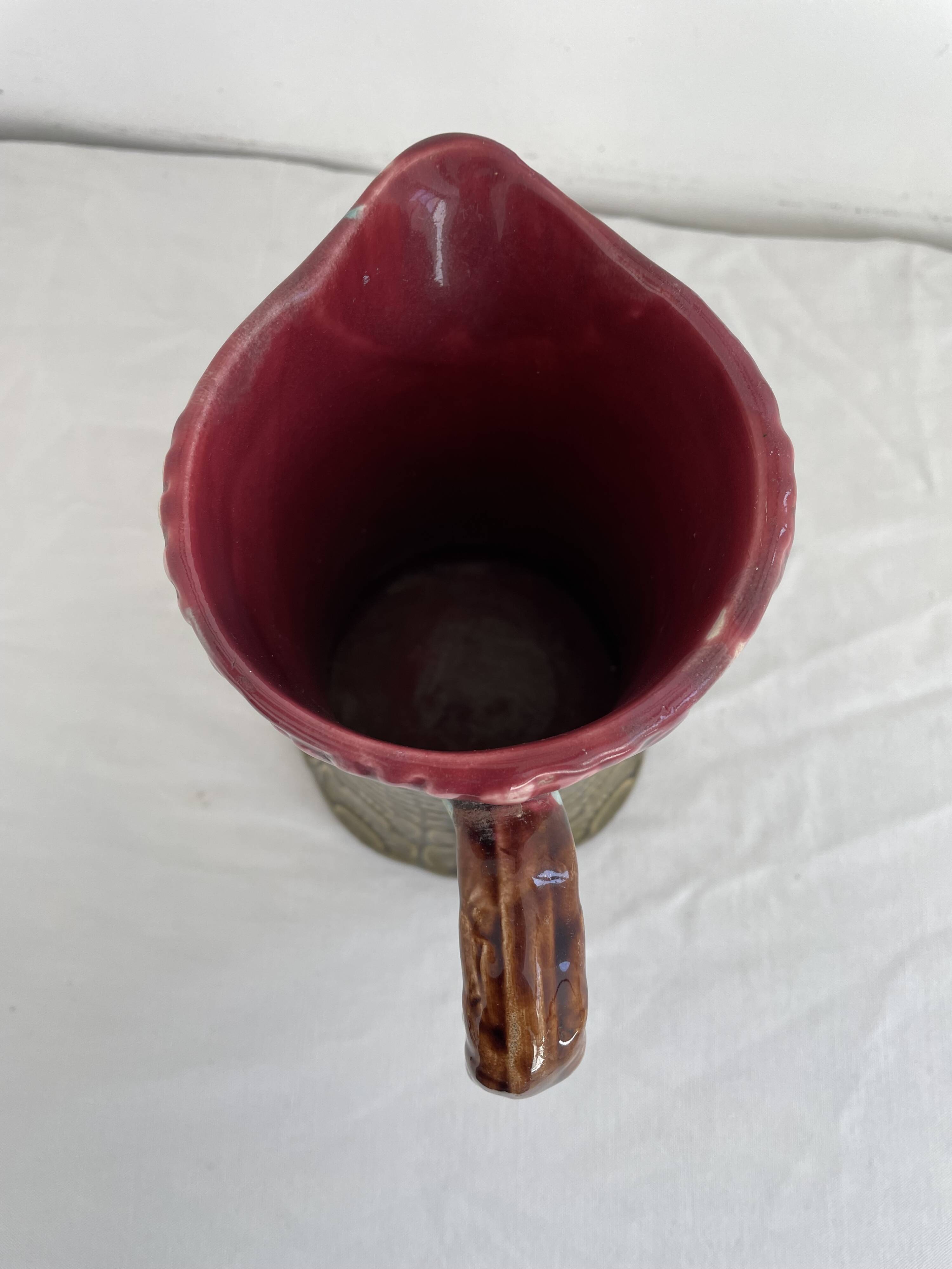 Slip pitcher, Orchies, jug, majolica, earthenware, floral decoration