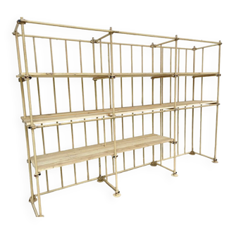 Vintage 1950s metal and wood modular shelf