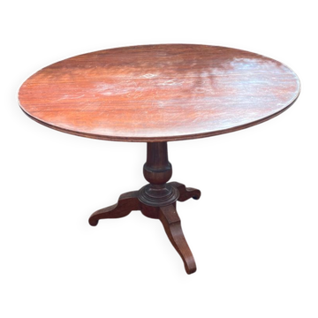 Ancienne et grande table vigneronne ronde en bois