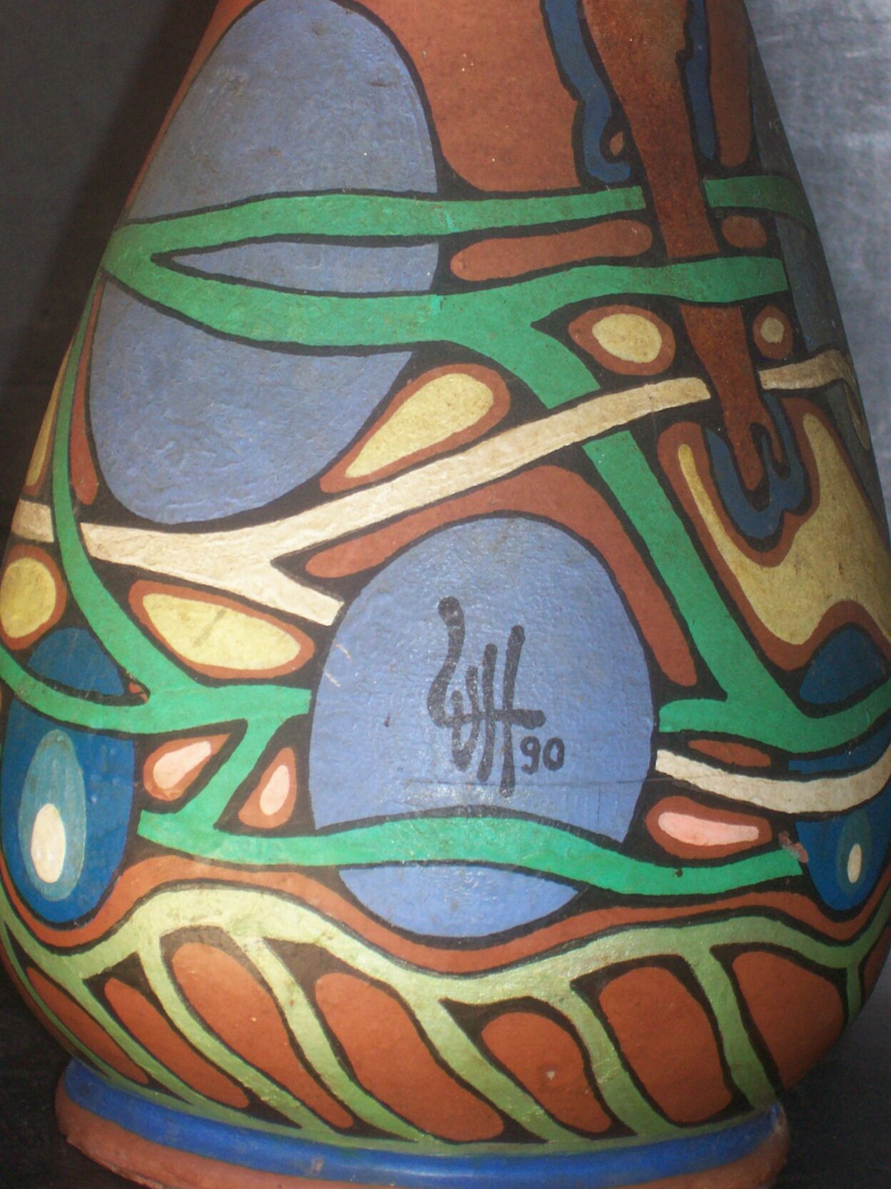 Two Belgium country vases low unique pieces signed