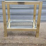 Side table in gold metal and chrome