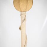 Rattan and silk floor lamp