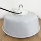 Industrial Grey Enamel Factory Pendant Lamp with Glass Cover, 1960s