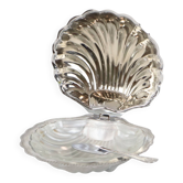 Vintage Queen Anne Frosted Glass Scallop Shell Butter Dish
