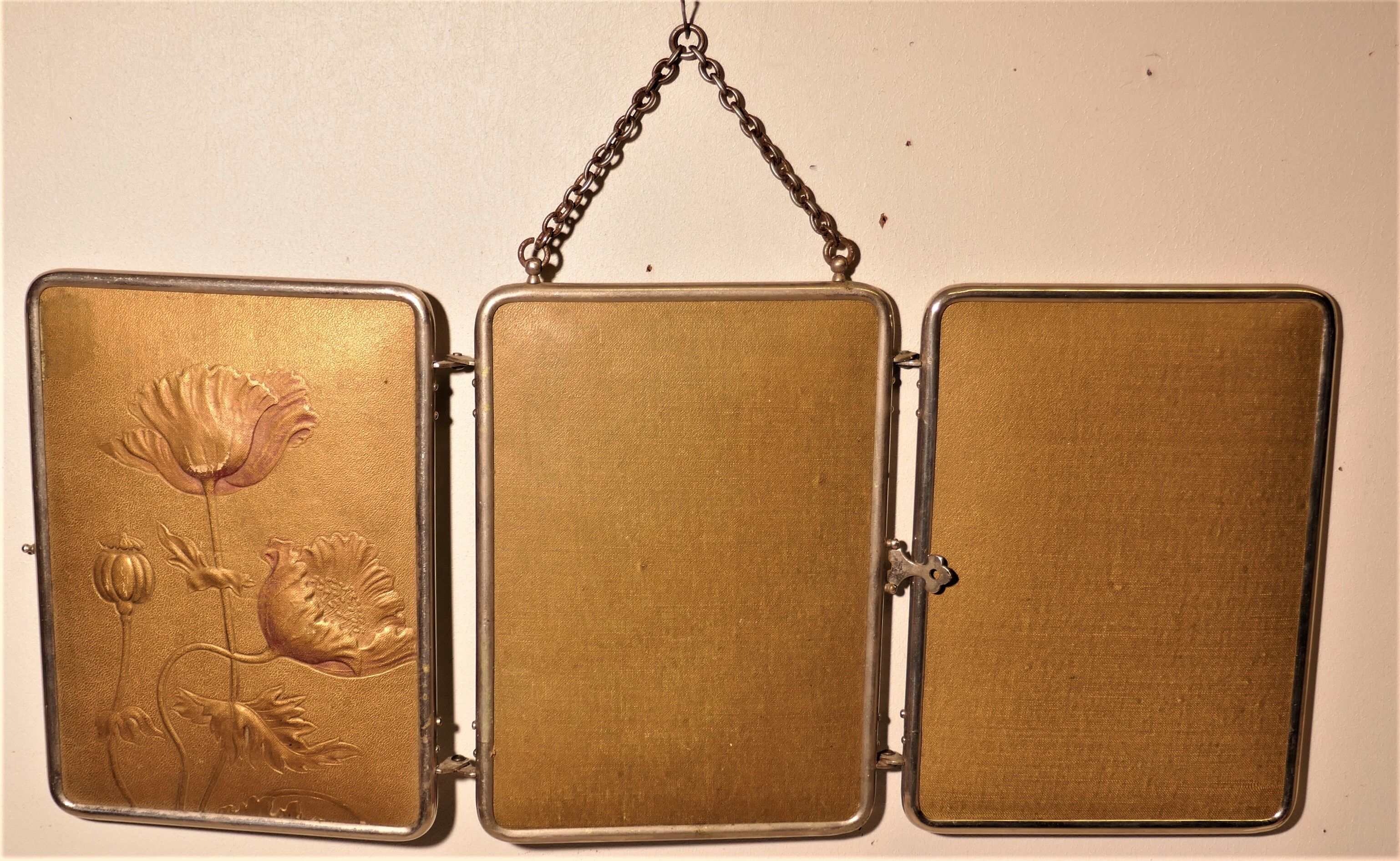 Art-Nouveau barber tryptic mirror - 48x21cm