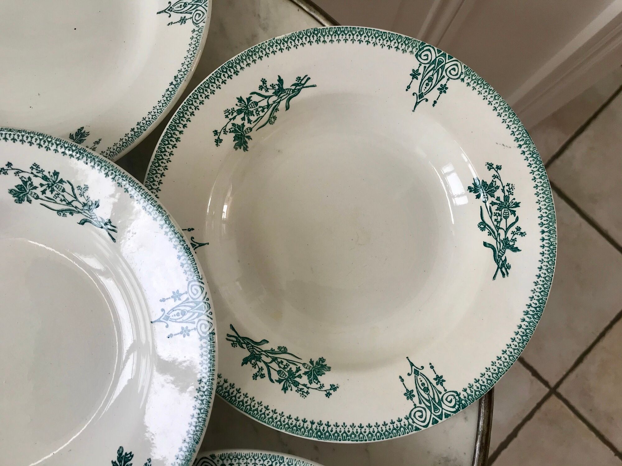 Lot of 6 hollow plates terre de fer saint-amand xixth
