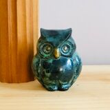 Grey-green enamelled brass owl